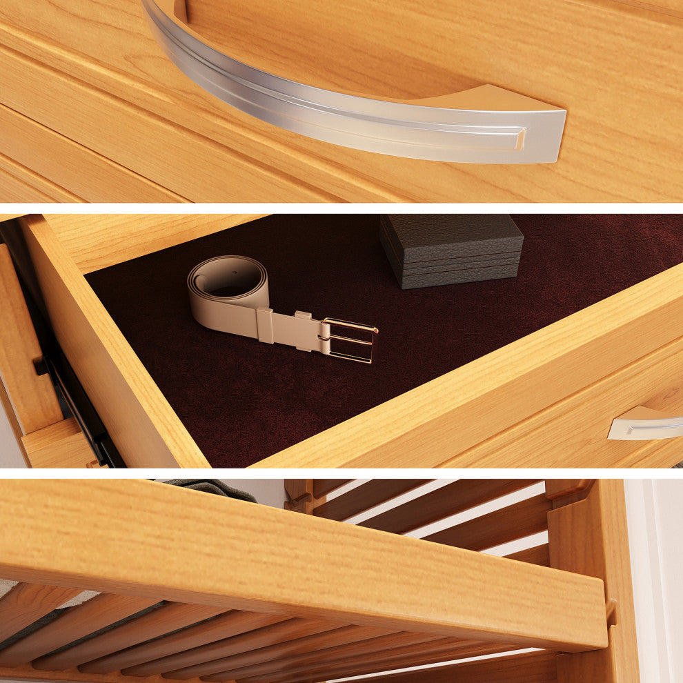 Solid Wood Walk-In Closet Organizer with 6-Drawers, Honey Maple