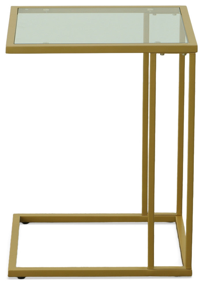 Provenzano Glass Top C Table, Gold