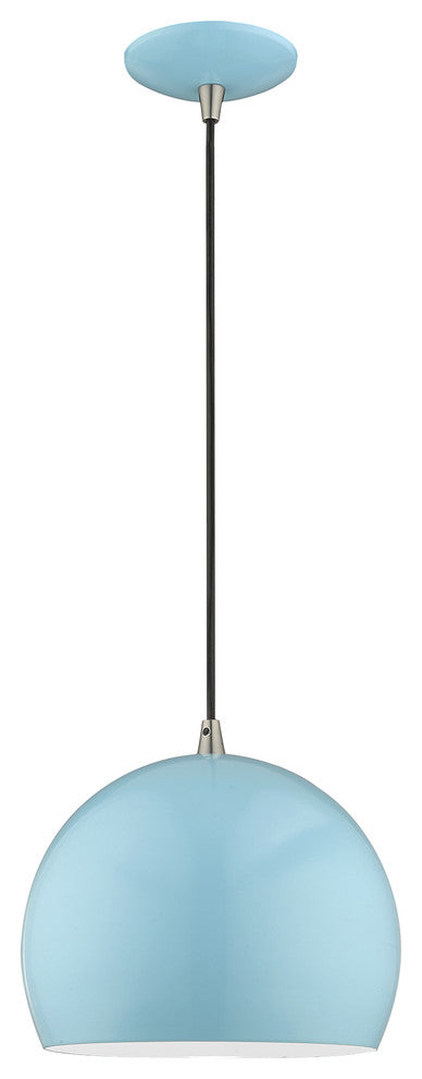 Livex Lighting Shiny Baby Blue 1-Light Mini Pendant