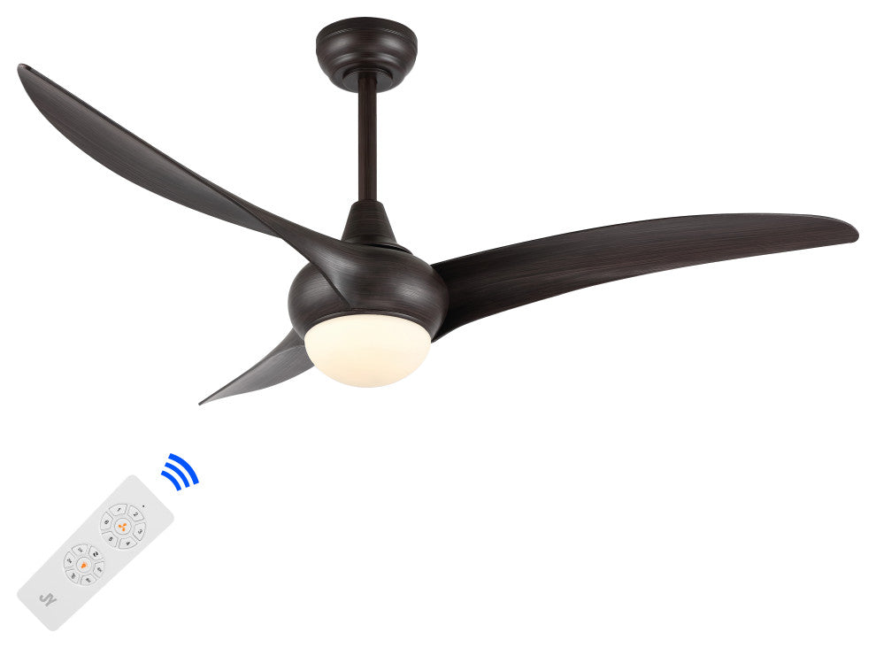 Aviator 52" 1-Light App 6-Speed Retro Swirl LED Ceiling Fan, Dark Brown Wood