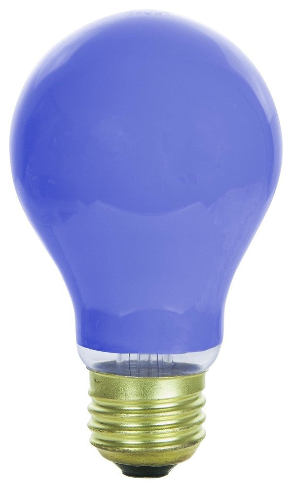 Sunlite Incandescent 25 Watt A19 Blue Ceramic Light Bulb, 6 Pack
