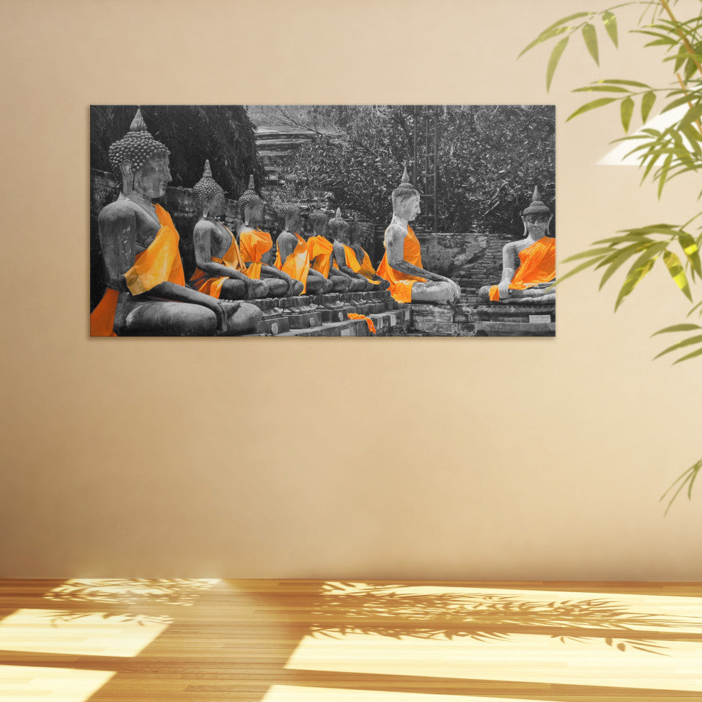 Golden Sash Buddhas Canvas Wall Art