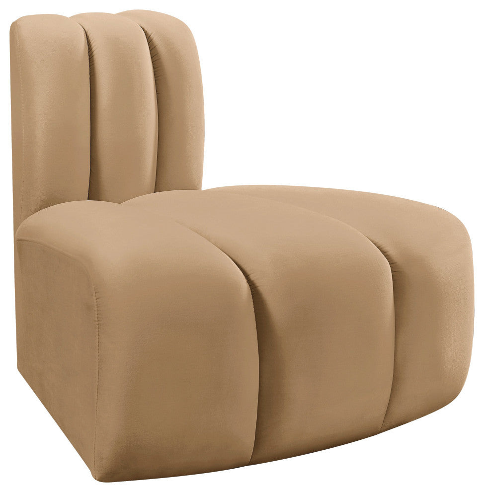 Arc Upholstered Modular Component, Camel, 1-Piece: Reverse Corner, Velvet