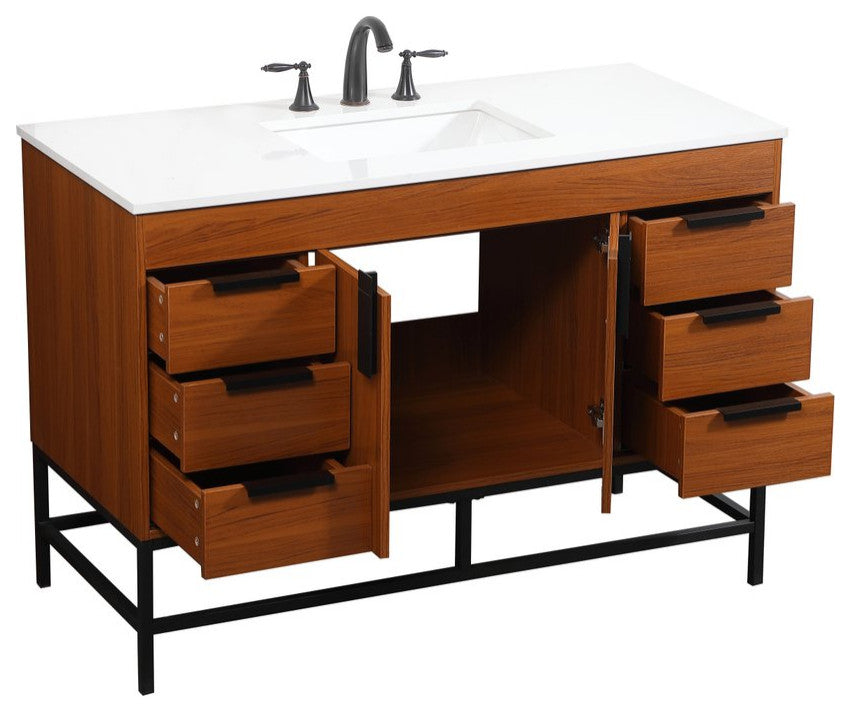 Home Living 22" Modern Teak-Light Bathroom Vanity