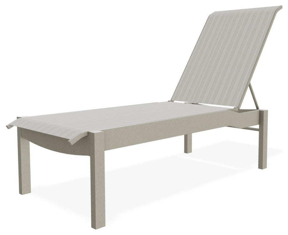 Leeward Sling Stackable Outdoor Chaise Lounge, Harbor/Storm