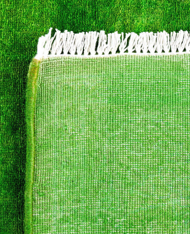 Overdyed One-of-a-Kind Hand-Knotted Area Rug Green, 3' 2" x 3' 7"