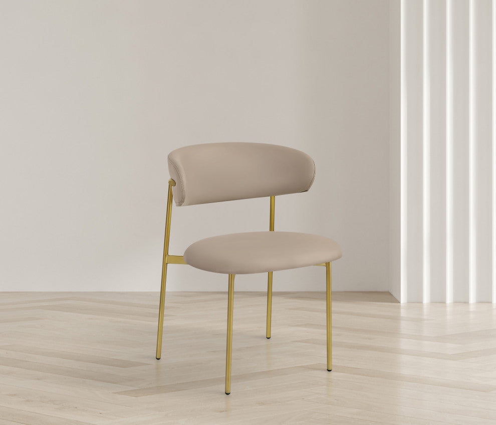 Lupita Vegan Leather Dining Chair, Set of 2, Taupe, Brushed Gold Finish