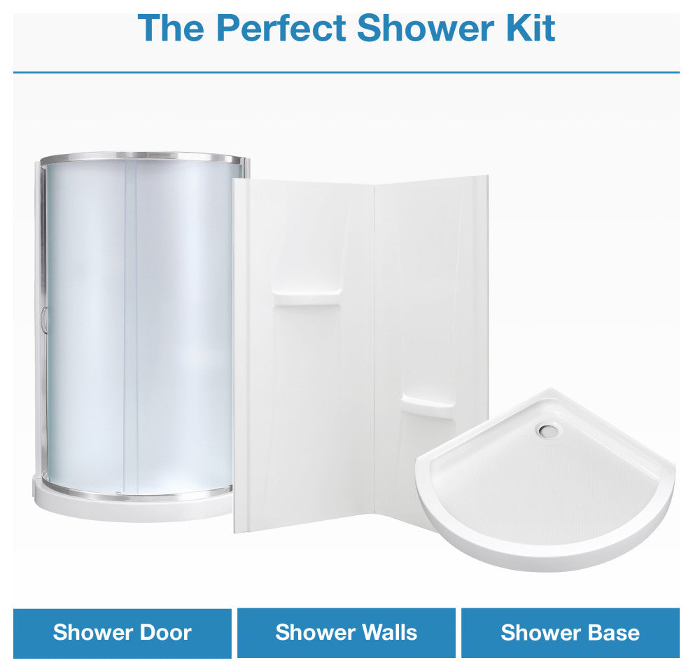 Ove Decors Breeze 34 Shower Kit, Frosted Walls and Base, Polished Chrome