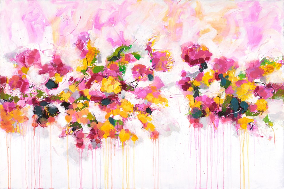 "Blossoming Love" by Julie Joy Painting Print Wrapped Canvas, 18x12