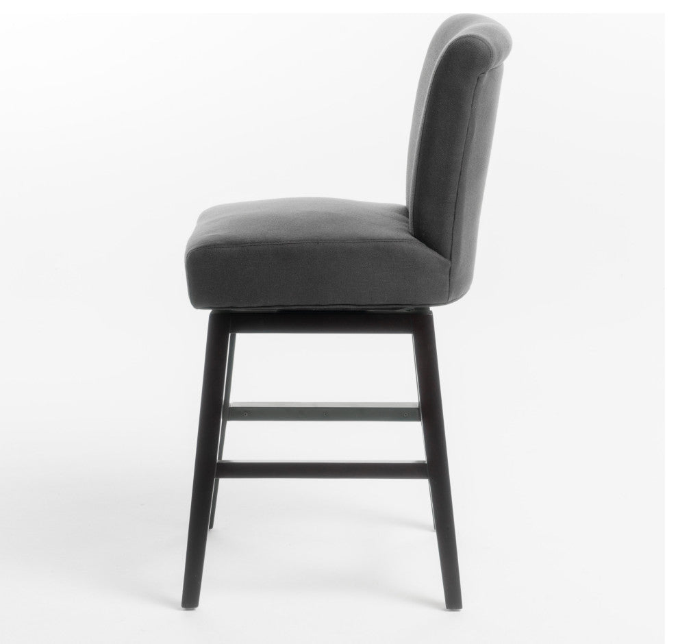 GDF Studio Tristan Dark Brown Fabric Swivel Counter Stool