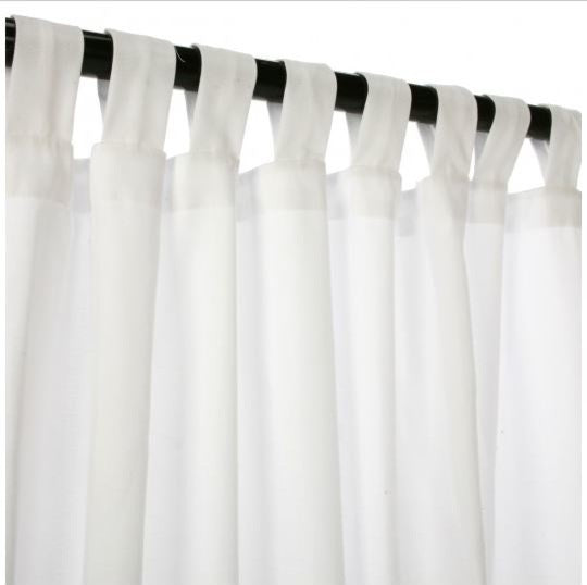 Canvas White Sunbrella Outdoor Curtain With Tabs, 108" Long