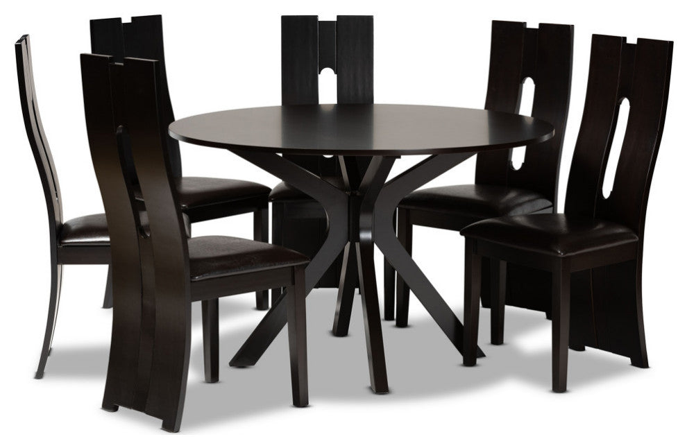Cameo Contemporary Dark Brown 7-Piece Dining Set