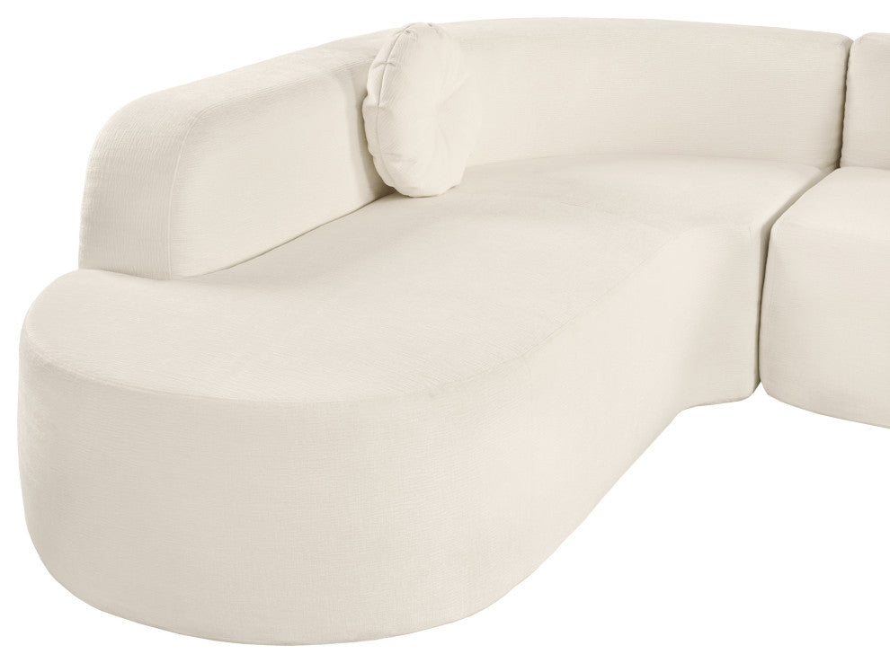 GDF Studio 122" Extra Large Curved Fabric Sectional Sofa, Beige