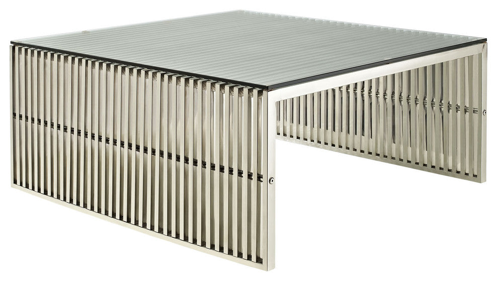 Modern Contemporary Living Room Metal Coffee Table Silver