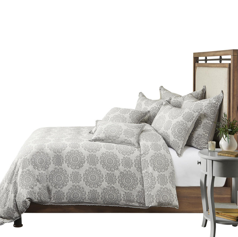 Reagan 7-Piece Queen Duvet Set, Gray