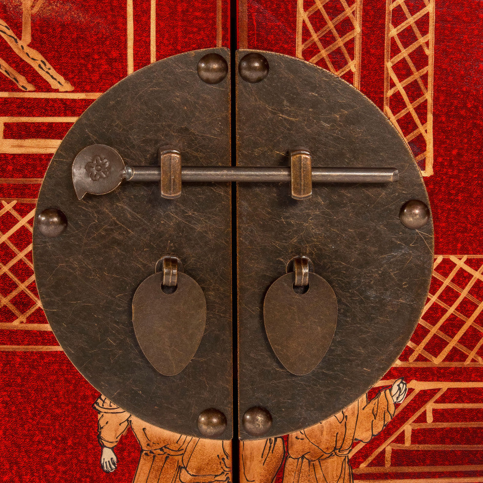 Red Lacquer Shoe Cabinet Landscape