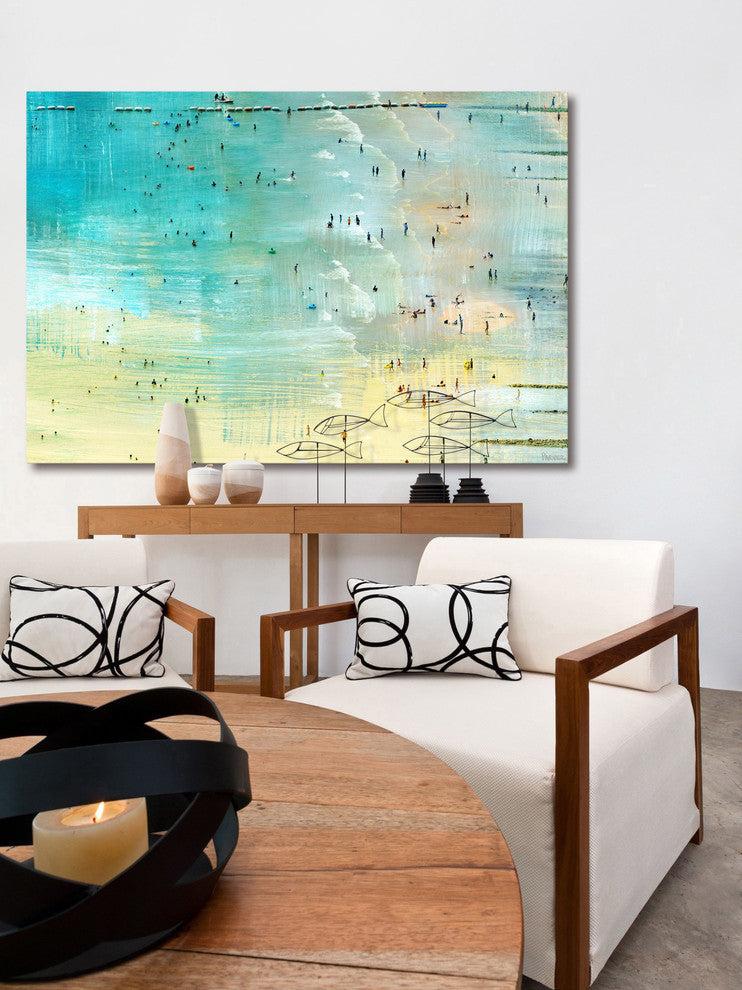 "Specks In The Water" Painting Print on Wrapped Canvas, 36"x24"