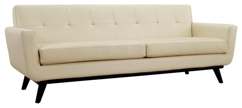 Modern Beige Engage Bonded Leather Sofa