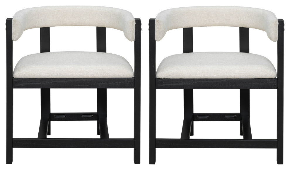 Heise Modern Open Back Dining Armchair With Cushion, Set of 2, Beige/Black