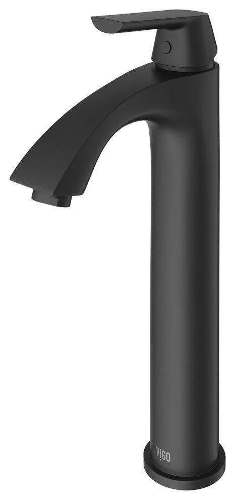 VIGO Linus 12" H Single Handle Single Hole Bathroom Vessel Faucet, Matte Black