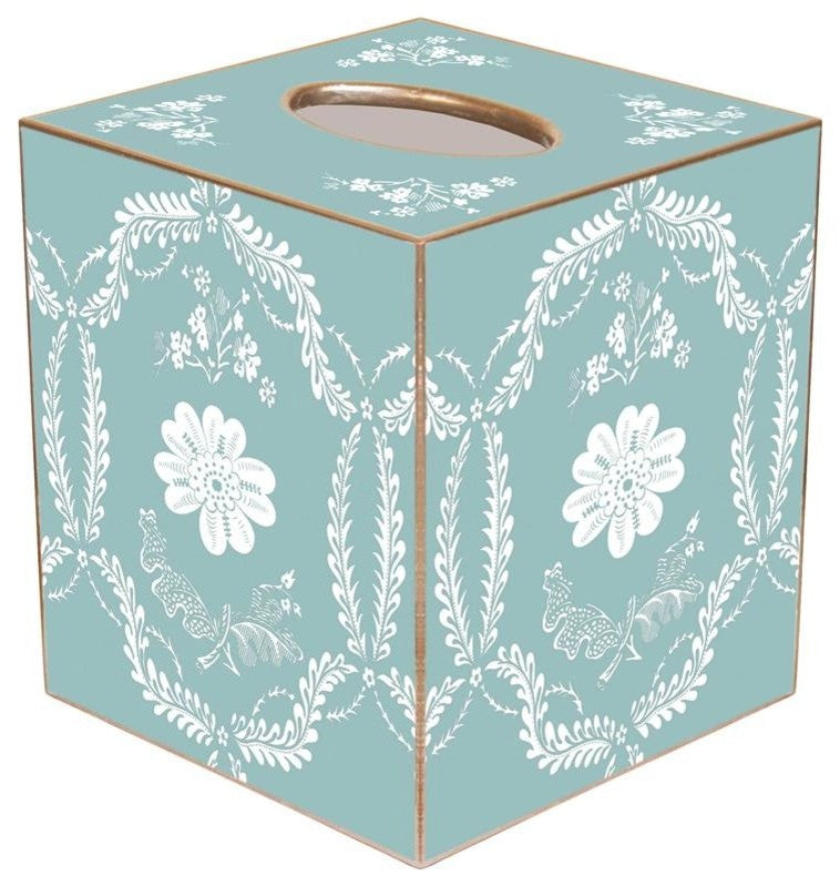 TB437 - Aqua Provencial Tissue Box Cover