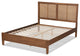 Redmond Mid-Century Brown Finished Wood Synthetic Rattan King Size Platform Bed