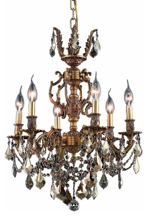 Elegant Marseille Dining Room Light, French Gold Finish With Royal Cut Crystal