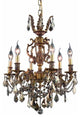 Elegant Marseille Dining Room Light, French Gold Finish With Royal Cut Crystal