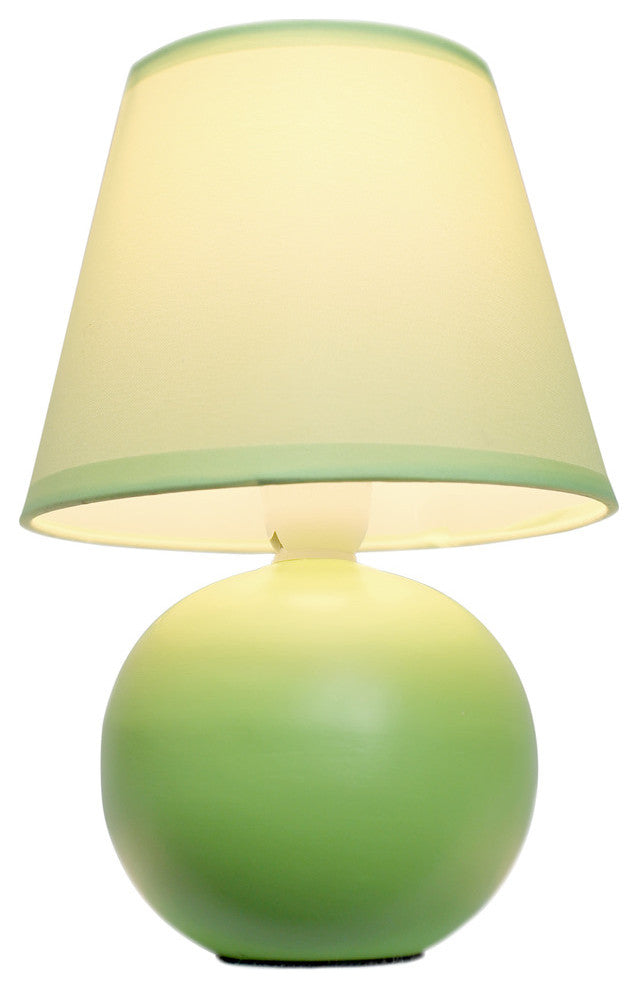 Simple Designs Mini Ceramic Globe Table Lamp, Green