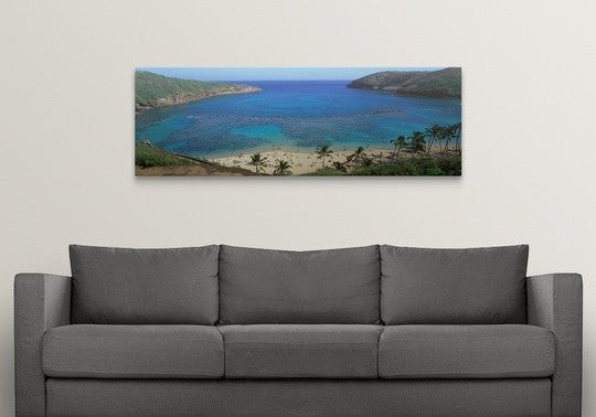 "Beach at Hanauma Bay Oahu Hawaii" Canvas Art, 60"x20"x1.25"