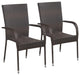 Vidaxl Stackable Outdoor Chairs, Set of 2, Poly Rattan Brown