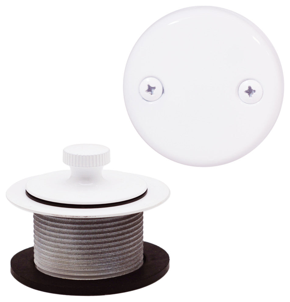 Twist and Close Sch. 40 ABS Bath Waste With 2-Hole Elbow, Powder Coated White