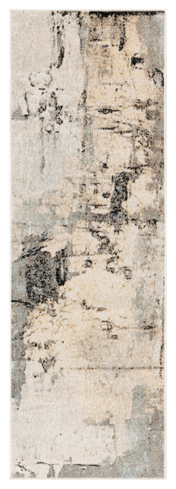 Nourison Washable Decor 2' x 6' Blue Modern Indoor Rug