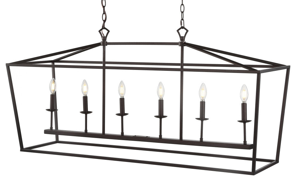 Pagoda Lantern Metal LED Pendant, Oil Rubbed Bronze, Width: 49"