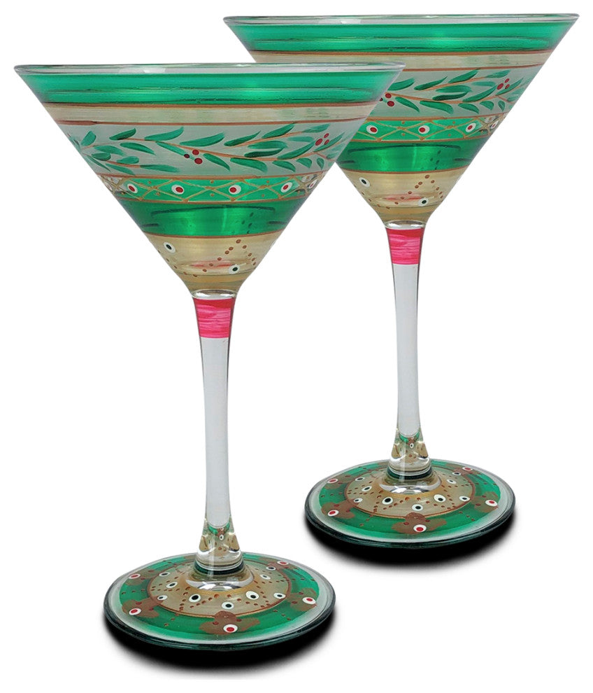 Christmas Garland Martini Glasses, Set of 2