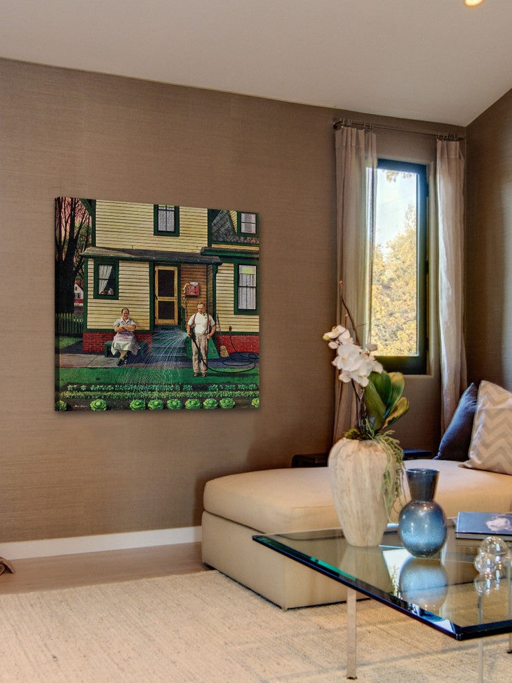 "Tending the Garden" Painting Print on Canvas by Stevan Dohanos