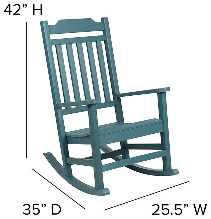 Set of 2 Winston All-Weather Rocking Chair in Teal Faux Wood