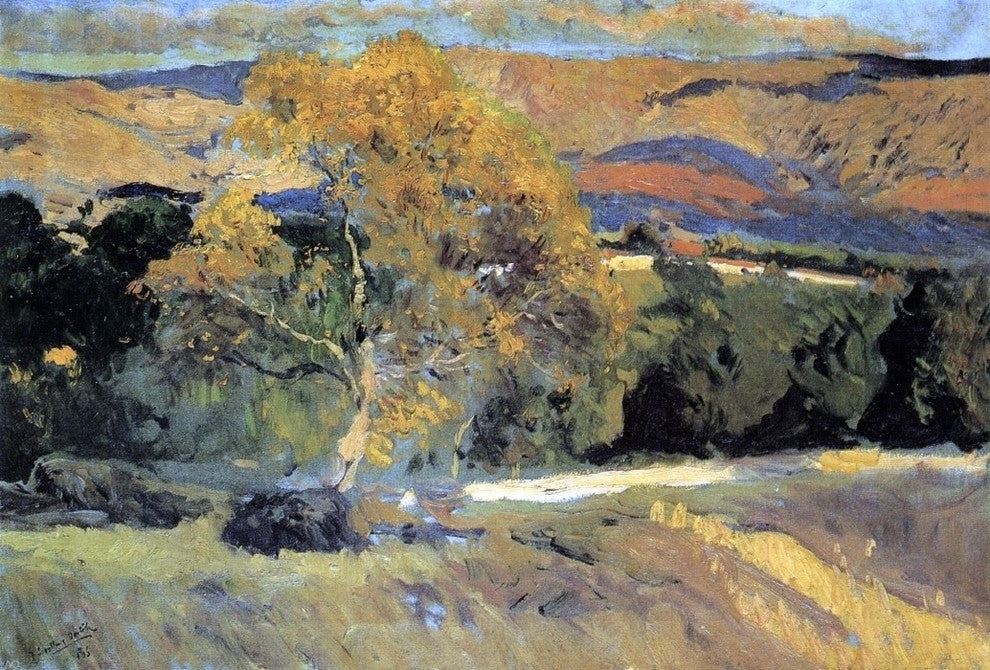 Joaquin Sorolla Y Bastida The Yellow Tree, La Granja Premium Canvas Print
