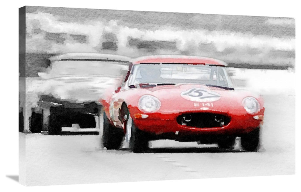 "Jaguar E-Type Racing Watercolor" Fine Art Print