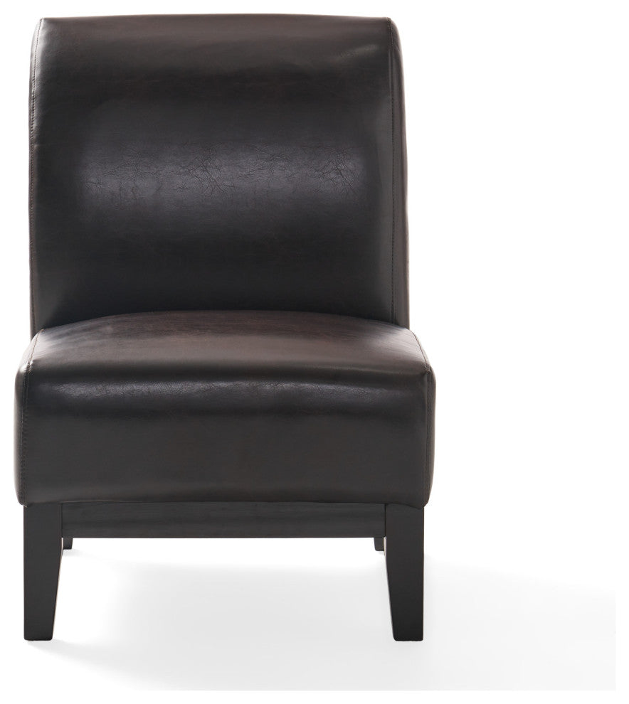 GDF Studio Brakar Brown Leather Armless Chair