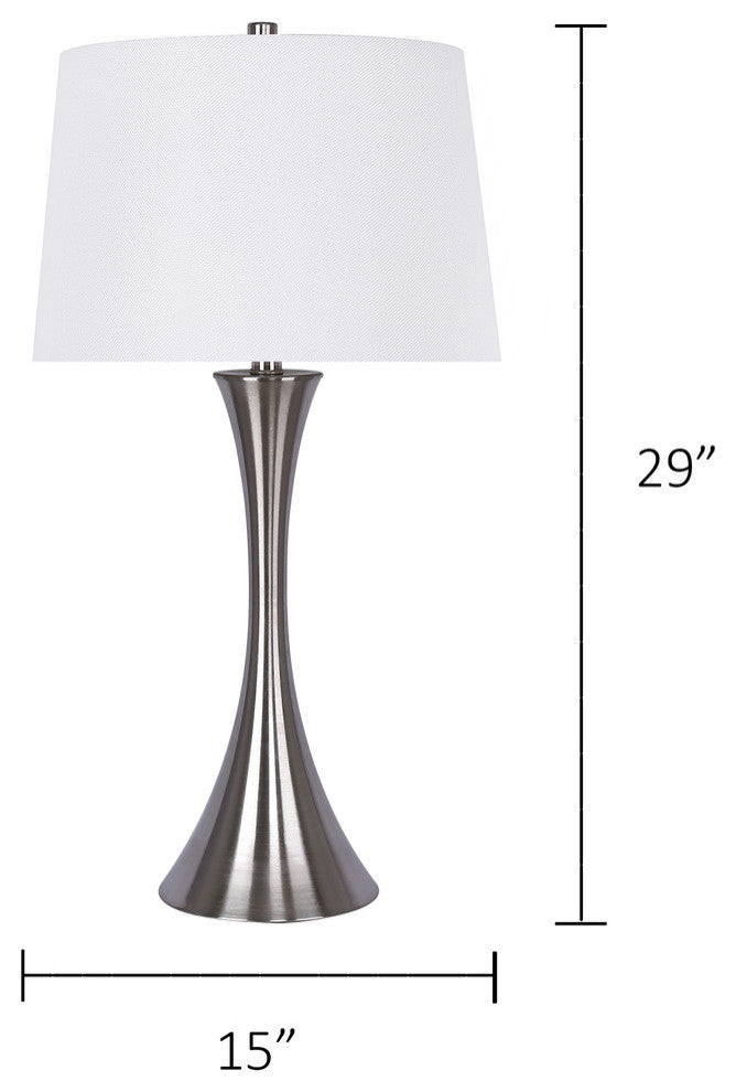 29" Brushed Nickel Table Lamp Hourglass Body, Set of 2