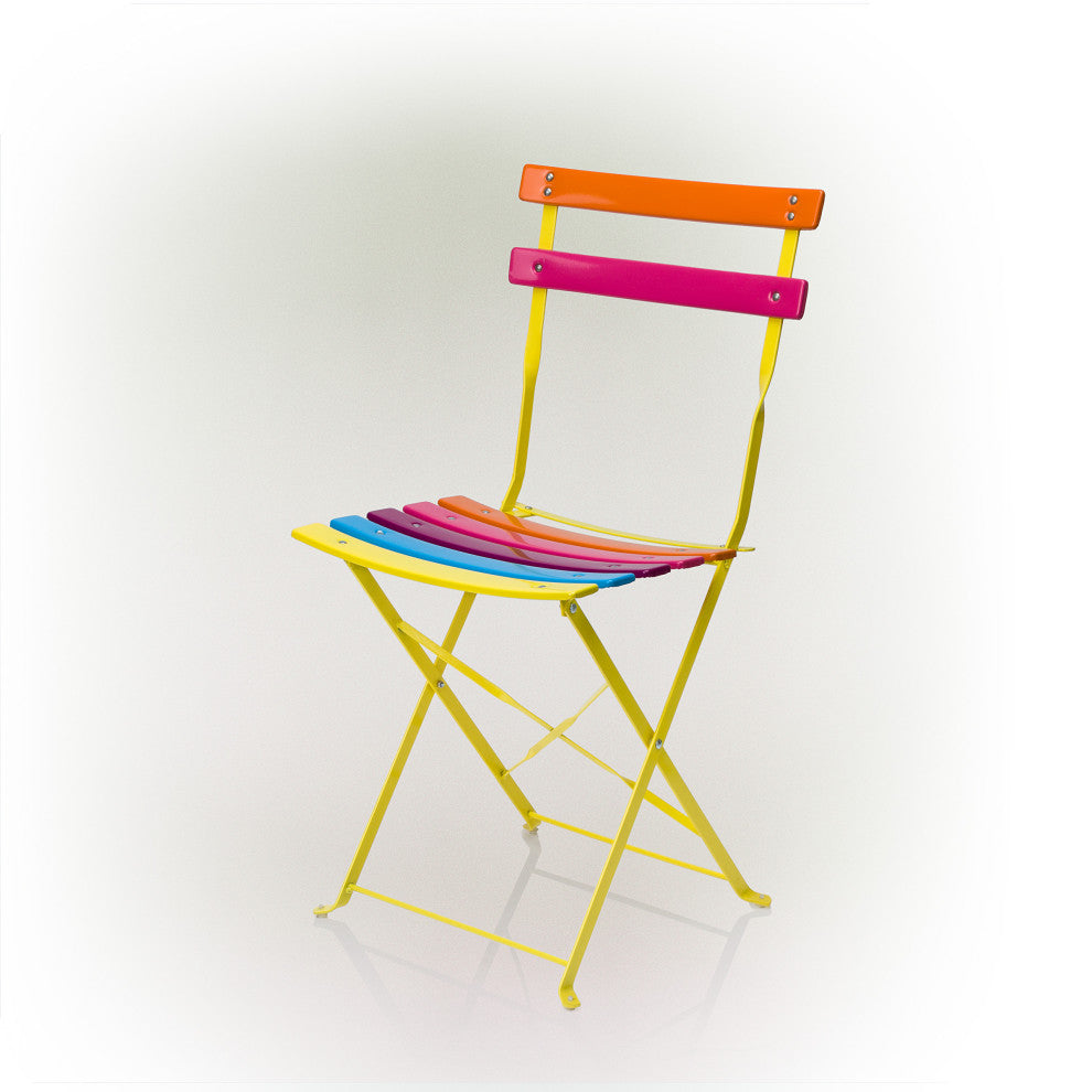 Alpine Rainbow Metal Bistro Set with Table and Two Chairs, 28"