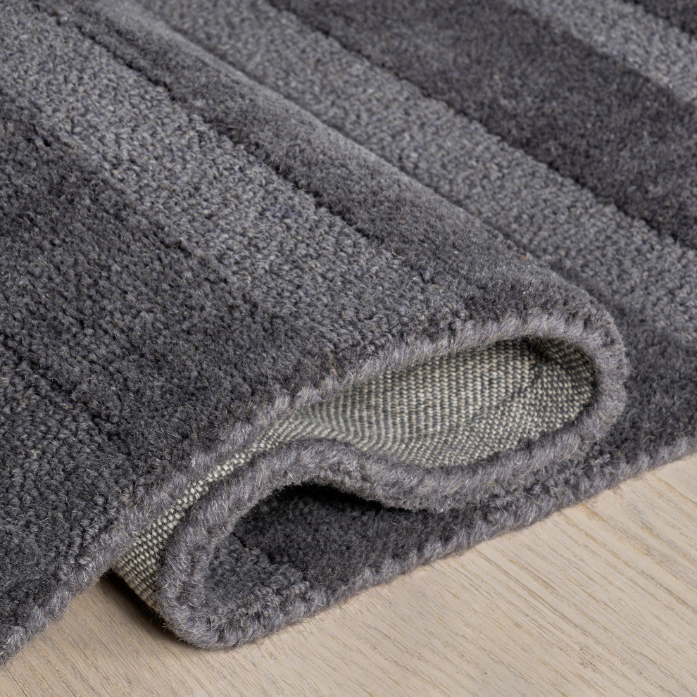 Vestry Striped Wool Area Rug, Charcoal 6' x 9'