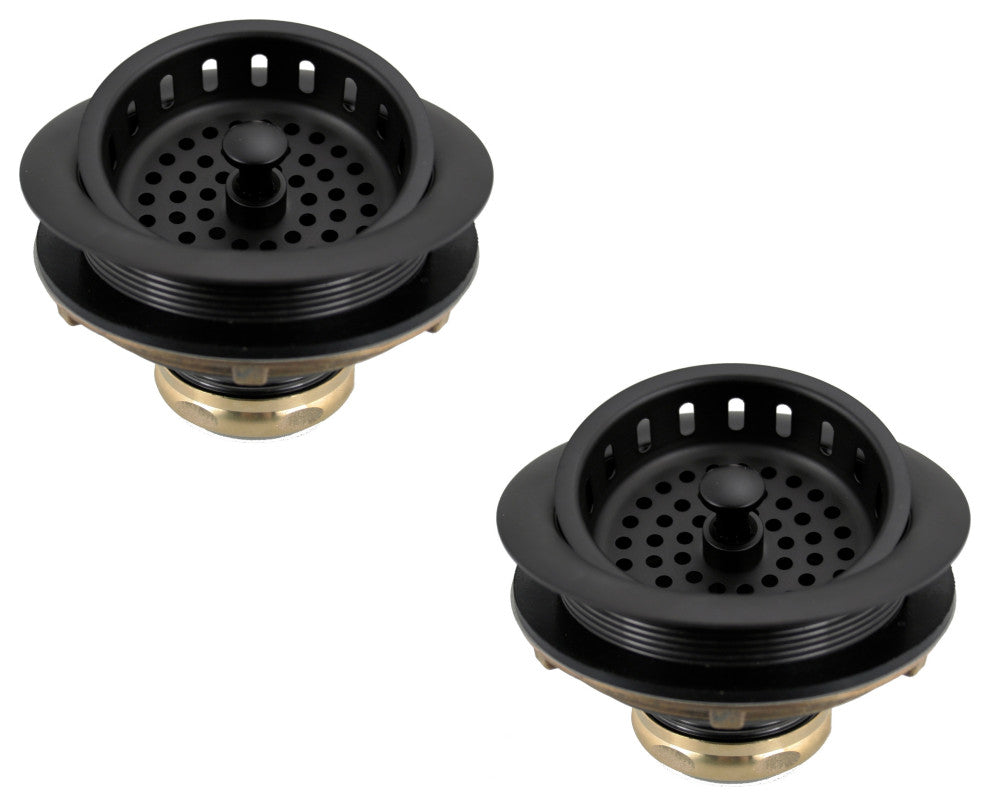 Two Wing Nut Style Large Kitchen Basket Strainer, Satin Nickel, Matte Black