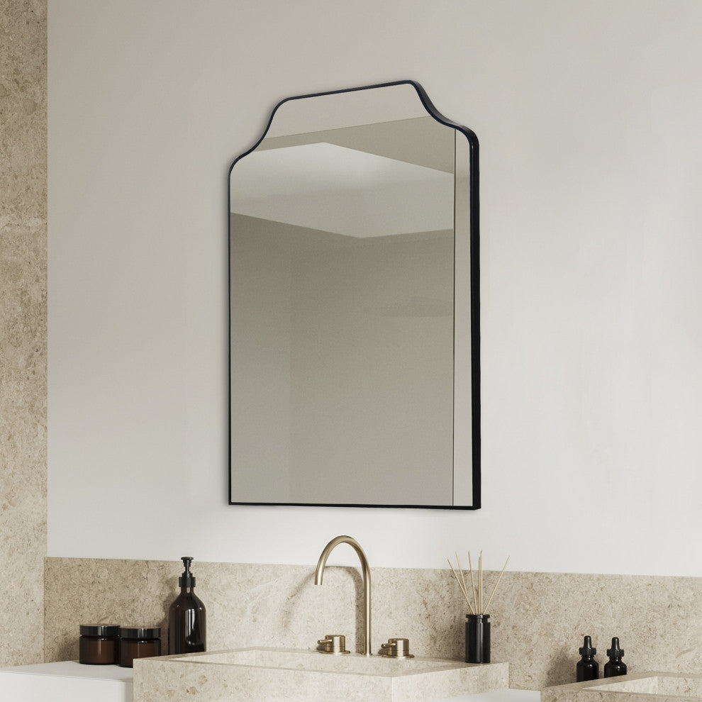 Lindie Medium Scalloped-Top Metal Framed Wall Mounted Mirror