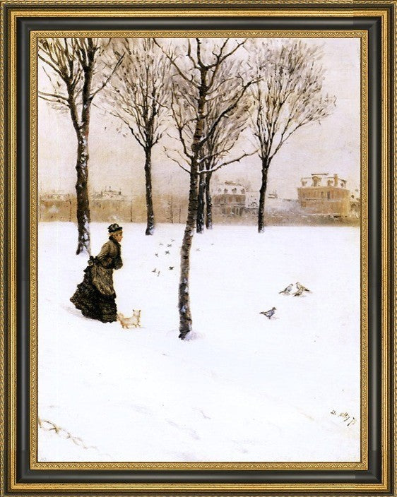 Giuseppe De Nittis A Winter's Landscape Framed Premium Canvas Print, 21"x28"