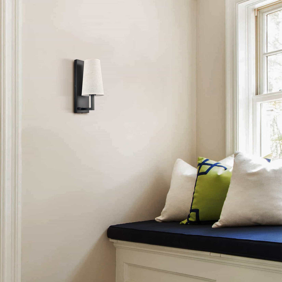 Dimmable Plug, Fabric Wall Lamps Set of Two,Black