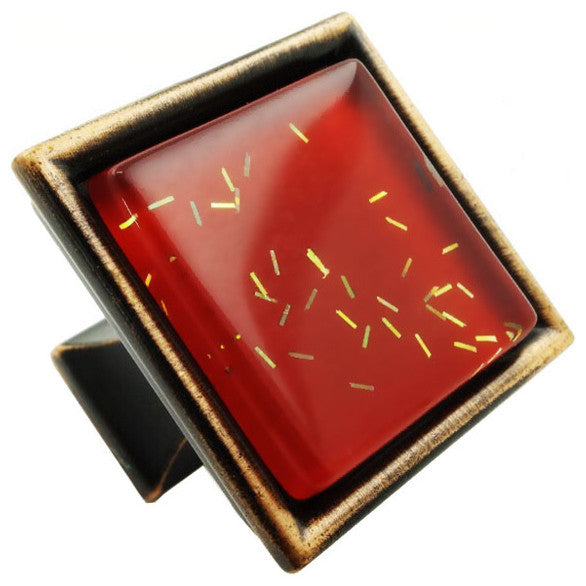 Red Iridescent Comet Crystal Glass Oil Rubbed Bronze Madison Classic Knob