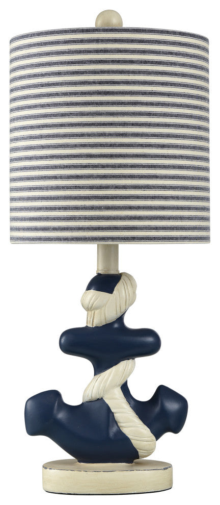 Montauk Molded Nautical Anchor Table Lamp Navy and White Finish
