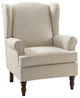 Floral Wingback Armchair with Turned Legs, Tan